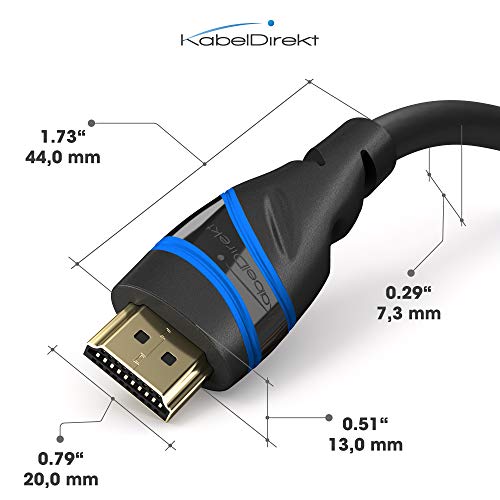 KabelDirekt – 3m – 8K HDMI 2.1 Cable HDMI Ultra High Speed, Certificado (48G, 8K@60Hz, último estándar, con Licencia Oficial/Probado para una Calidad, Ideal para PS5/Xbox, Azul/Negro)