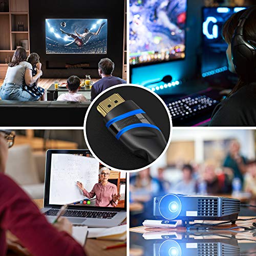 KabelDirekt – 3m – 8K HDMI 2.1 Cable HDMI Ultra High Speed, Certificado (48G, 8K@60Hz, último estándar, con Licencia Oficial/Probado para una Calidad, Ideal para PS5/Xbox, Azul/Negro)