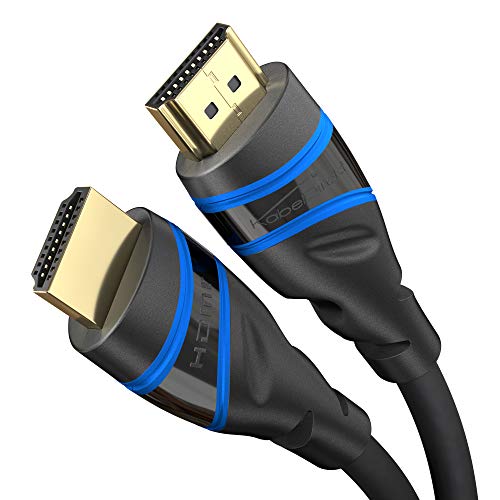 KabelDirekt – 3m – 8K HDMI 2.1 Cable HDMI Ultra High Speed, Certificado (48G, 8K@60Hz, último estándar, con Licencia Oficial/Probado para una Calidad, Ideal para PS5/Xbox, Azul/Negro)