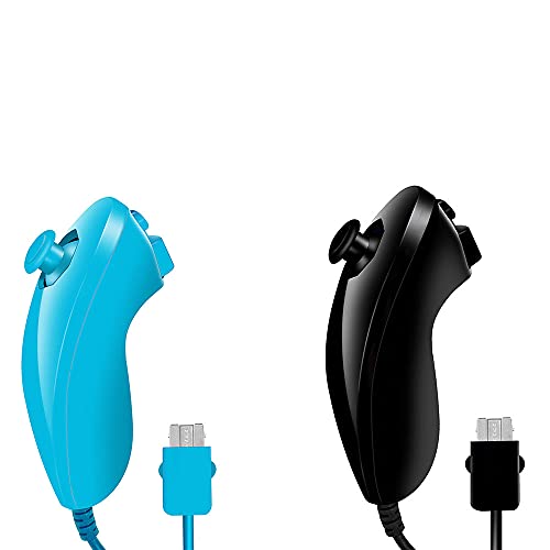 Kaimeilai Wii Remote Controller 2 unidades, nuevo dispositivo de precisión para juegos WII, controladores para Wii U, controlador de gamepad compatible con (negro + azul)