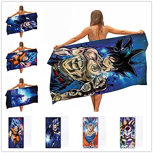 KaO0YaN Toalla de Playa de Terciopelo de Doble Cara de Dragon Ball, Toalla de Secado rápido para natación Deportiva de 80x160 cm, Esterilla de Microfibra para Yoga, Manta de Playa-4