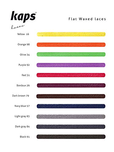 Kaps Cordones Botas Planos Encerados, 100% Algodón Fino, Coloridos, Ancho 5 mm, Muchos Colores y Longitudes, Hechos en Europa (90 cm – 36 pulgada – 5-6 pares de ojales / 91 - Negro)