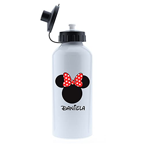 Kembilove Botella de Agua Niños Personalizada con Nombre – Cantimplora Infantil Acero Inoxidable – Regalos Infantiles Personalizados – Botellas Térmicas de 500 ml – Diseño Minnie