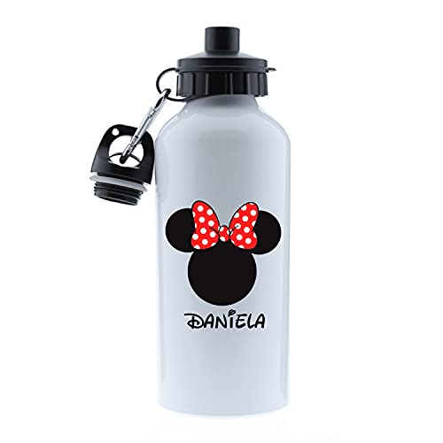 Kembilove Botella de Agua Niños Personalizada con Nombre – Cantimplora Infantil Acero Inoxidable – Regalos Infantiles Personalizados – Botellas Térmicas de 500 ml – Diseño Minnie