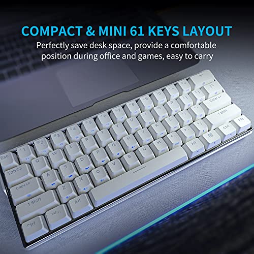 KEMOVE Snowfox 60% Teclado Gaming mecánico Bluetooth 5.1 Inalámbrico/Type-C 61 Teclas Teclado de Juegos RGB Hot-Swap Teclas PBT 3000mAh Batería NKRO (Gateron-Interruptor marrón)