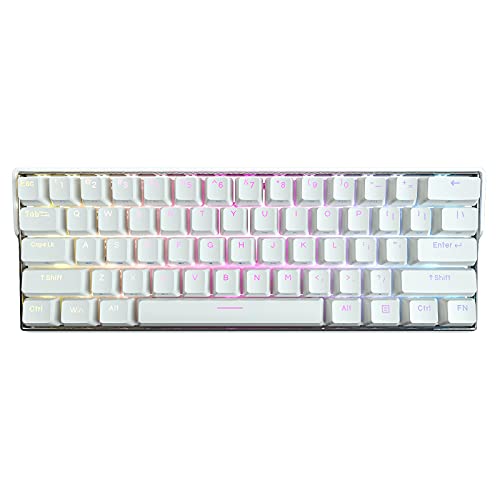 KEMOVE Snowfox 60% Teclado Gaming mecánico Bluetooth 5.1 Inalámbrico/Type-C 61 Teclas Teclado de Juegos RGB Hot-Swap Teclas PBT 3000mAh Batería NKRO (Gateron-Interruptor marrón)