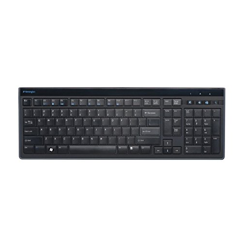 Kensington 948067 Advance Fit - Teclado Fino y Silencioso con Cable de Tamaño Normal, con Teclas Multimedia para Control del Volumen y Funcionamiento Plug & Play, Compatible con Windows y Mac, Negro