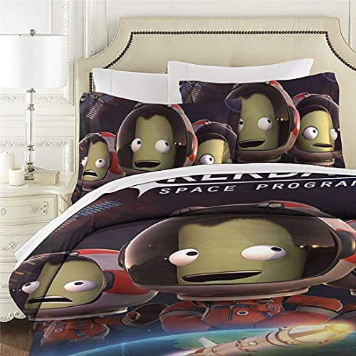 Kerbal Space Program Making History - Juego de ropa de cama infantil (3 piezas, 1 funda nórdica y 2 fundas de almohada, Kerbal2, 155 x 220 cm)