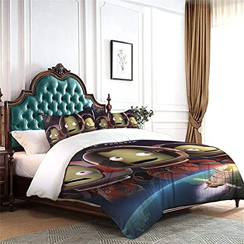 Kerbal Space Program Making History - Juego de ropa de cama infantil (3 piezas, 1 funda nórdica y 2 fundas de almohada, Kerbal2, 155 x 220 cm)