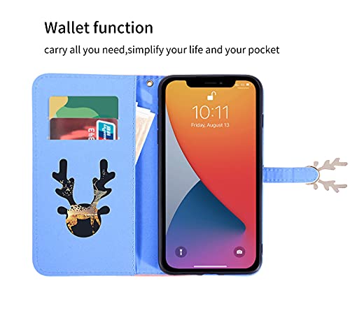 KERUN para Funda de Xiaomi Redmi Note 11 Pro/Pro Plus Gradient Deer, [TPU + PU] Cover Protectora Plegable con Función de Soporte, [Protección RFID] Case para Prueba de Golpes. Azul