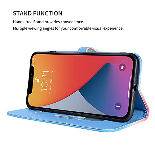KERUN para Funda de Xiaomi Redmi Note 11 Pro/Pro Plus Gradient Deer, [TPU + PU] Cover Protectora Plegable con Función de Soporte, [Protección RFID] Case para Prueba de Golpes. Azul