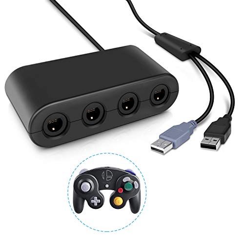 Keten Gamecube Controller Adapter para Switch, Wii U and USB PC, Control de Gamecube Adaptador para Super Smash Bros,Plug & Play (Negro)