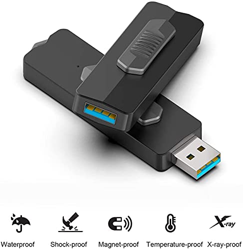 KEXIN Memoria USB de 256 GB, USB 3.1 Gen 1, hasta 370 MB/s de Lectura, Pendrive de 256 GB, 3.1,Almacenamiento de Memoria Externa Flash Drive retráctil paraPC, Color Negro
