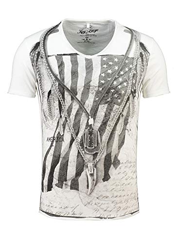 KEY LARGO MT Razor Blade v-Neck Offwhite - Camiseta para hombre 1001 Offwhite M