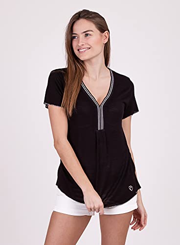 KEY LARGO Vicky v-Neck Camiseta, Negro, XS para Mujer