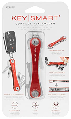 KeySmart - Llavero y Organizador de Llaves Compacto (hasta 14 Llaves, Roja)