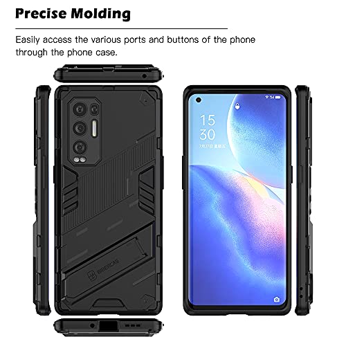 KEYYO Funda para el OPPO Find X3 Neo, TPU+PC Carcasa Antigolpe Shell con Soporte, Heavy Duty Armor Protection Case - Negro