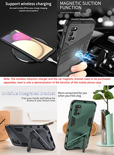 KEYYO Funda para el OPPO Find X3 Neo, TPU+PC Carcasa Antigolpe Shell con Soporte, Heavy Duty Armor Protection Case - Negro