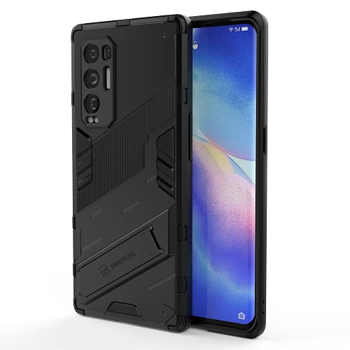 KEYYO Funda para el OPPO Find X3 Neo, TPU+PC Carcasa Antigolpe Shell con Soporte, Heavy Duty Armor Protection Case - Negro