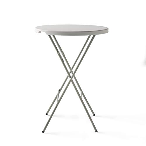 KG KITGARDEN - Mesa Cóctel Plegable, Ø80x110cm, Blanco, Folding R80H