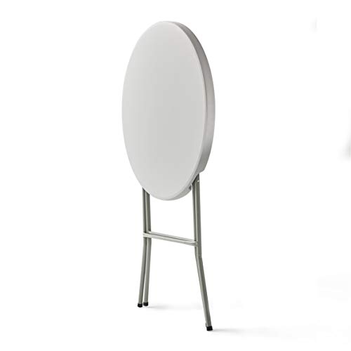 KG KITGARDEN - Mesa Cóctel Plegable, Ø80x110cm, Blanco, Folding R80H