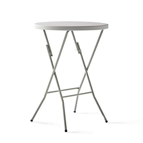 KG KITGARDEN - Mesa Cóctel Plegable, Ø80x110cm, Blanco, Folding R80H