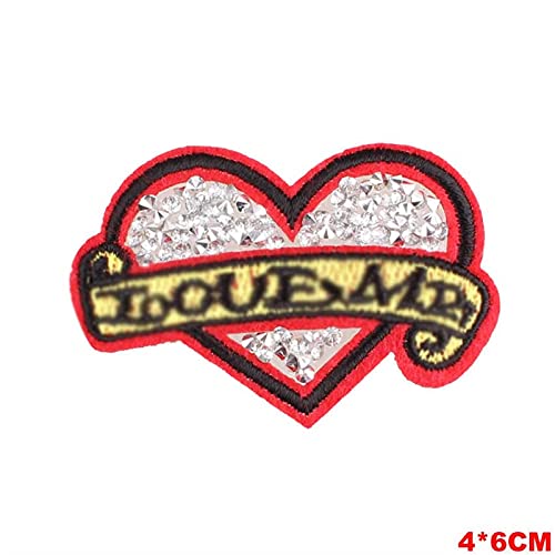 KGDC Parche de Ropa Diamond Heart Patch Coser Pegatina Barato Bordado Piedra Plancha Hierro En Parches para Ropa Parches Apliques (Color : PE0740CT)