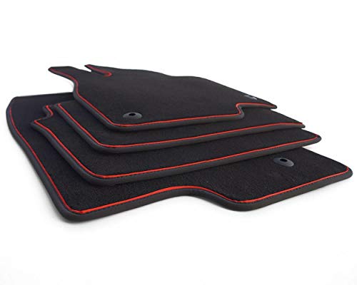 kh Teile Alfombrillas para Mazda III 3 (BM) a partir de 2013, calidad original, terciopelo, 4 piezas, banda decorativa roja