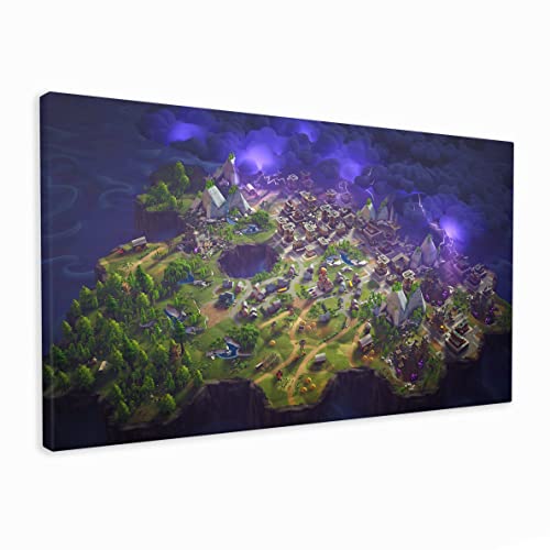 Kids Gaming Xbox Playstation Fortnite Gamers - Lienzo decorativo para pared con ganchos listos para colgar directamente de la caja (60 x 36 pulgadas)