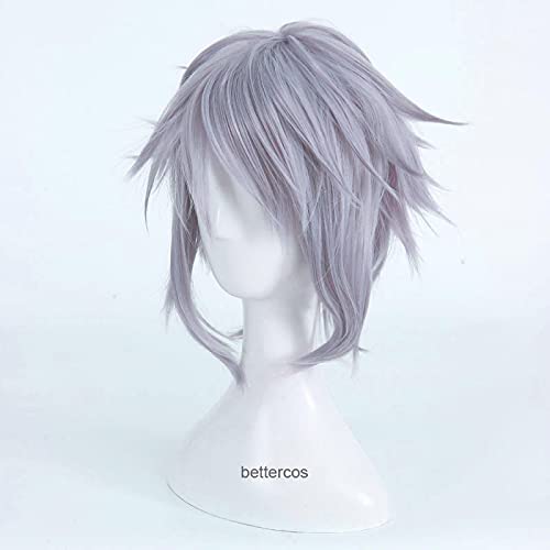 Kingdom Hearts 3 Riku Cosplay Wig Short Iron Gray Heat Resistant Synthetic Hair Wig + Wig Cap