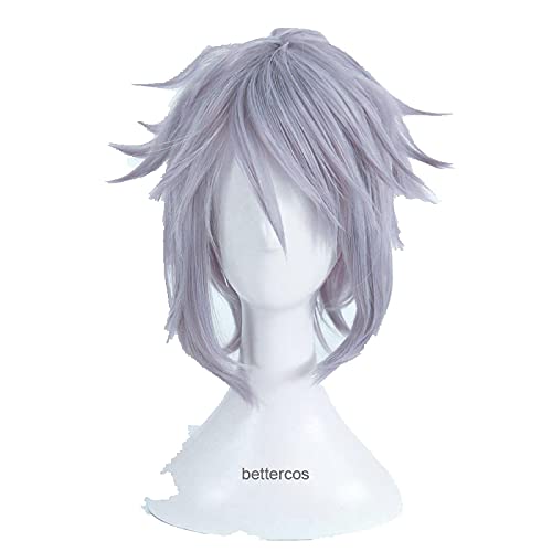 Kingdom Hearts 3 Riku Cosplay Wig Short Iron Gray Heat Resistant Synthetic Hair Wig + Wig Cap