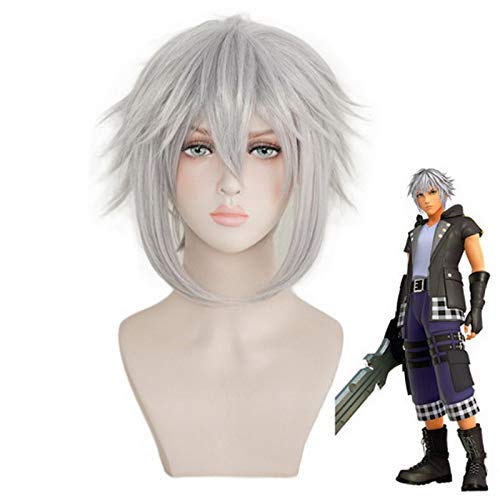 Kingdom Hearts III Riku Iron Grey Peluca corta Cosplay Disfraz Hombre Mujer Pelucas de pelo sintético resistente al calor   MZ-1315