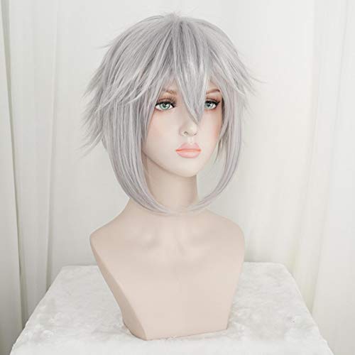 Kingdom Hearts III Riku Iron- Grey Short Wig Cosplay Costume Men Women Heat Resistant Synthetic Hair Wigs+ Wig Cap