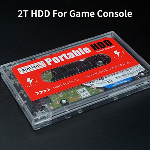 KINMRIS Super Consola PC-Base 2T HDD Portátil Juego Externo Disco Duro SATA 3 Para Laptop/PC/Windows/Mac OS Con 63000+Juegos Para PS3/PS2/WIIU/WII/PS1/N64