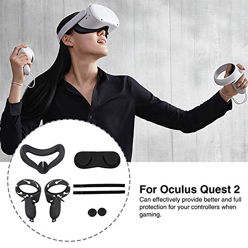 Kit de accesorios para gafas de realidad virtual compatible con gafas de realidad virtual Oculus Quest 2, cubiertas de agarre de controlador a prueba de sudor / cubierta de lente de realidad virtual