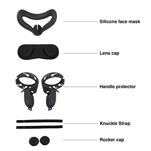 Kit de accesorios para gafas de realidad virtual compatible con gafas de realidad virtual Oculus Quest 2, cubiertas de agarre de controlador a prueba de sudor / cubierta de lente de realidad virtual