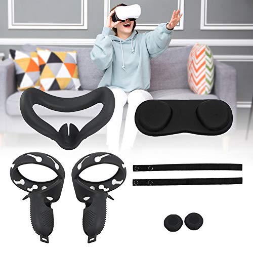 Kit de accesorios para gafas de realidad virtual compatible con gafas de realidad virtual Oculus Quest 2, cubiertas de agarre de controlador a prueba de sudor / cubierta de lente de realidad virtual