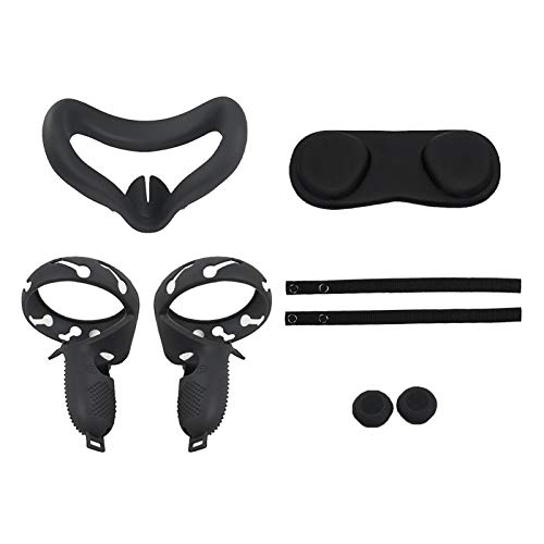 Kit de accesorios para gafas de realidad virtual compatible con gafas de realidad virtual Oculus Quest 2, cubiertas de agarre de controlador a prueba de sudor / cubierta de lente de realidad virtual