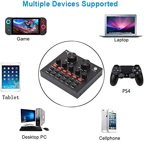 Kit de micrófono de Condensador V8 con Tarjeta de Sonido en Vivo BM-800, Brazo de suspensión Ajustable, Soporte de Choque de Metal y Filtro Pop de Doble Capa para Estudio de grabación (Dorado)