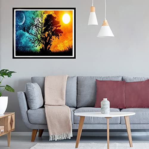 Kit de pintura con brillantes 5D, DIY pintura al oleo por numerosdiseño de mar a la luz de la luna, con diamantes de imitación, para decoración de la pared del hogar 30 x 45 cm