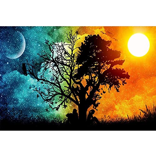 Kit de pintura con brillantes 5D, DIY pintura al oleo por numerosdiseño de mar a la luz de la luna, con diamantes de imitación, para decoración de la pared del hogar 30 x 45 cm