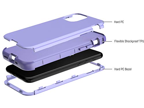 Kit Me Out World - Funda De La Serie Invencible para iPhone 11 Pro (5,8") con Tres Capas con Respaldo Duro y Capa de Silicona para Máxima Protección y Resistencia contra Golpes y Caídas, Lila Claro