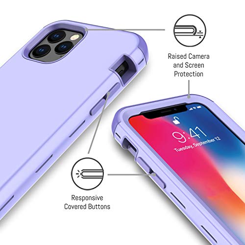 Kit Me Out World - Funda De La Serie Invencible para iPhone 11 Pro (5,8") con Tres Capas con Respaldo Duro y Capa de Silicona para Máxima Protección y Resistencia contra Golpes y Caídas, Lila Claro