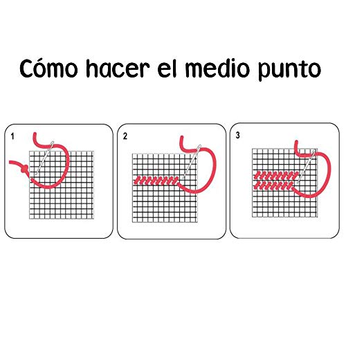 Kit medio punto con dibujos de Disney - Daisy Duck. Punto de cruz manualidad DIY para niños, incluye cañamazo e hilos de colores según estampado. Lienzo de 18 x 15 cm.