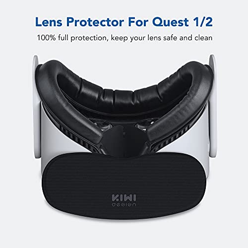 KIWI design Interfaz Facial para Oculus Quest 2 con 2 Piezas de Repuesto de Espuma PU, Protector de Lente y Almohadilla Nasal Antifugas (Juego de Accesorios 5 en 1)