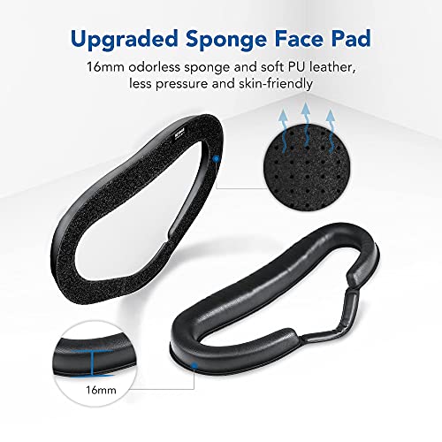 KIWI design Interfaz Facial para Oculus Quest 2 con 2 Piezas de Repuesto de Espuma PU, Protector de Lente y Almohadilla Nasal Antifugas (Juego de Accesorios 5 en 1)