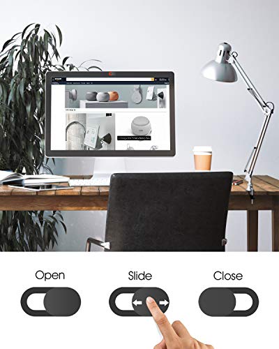 KIWI design Tapa Webcam 8 Piezas Cubierta Camara Portatil, Webcam Cover con un Paño Limpio para PC Laptop Smartphone (4 Negro, 4 Rojo)