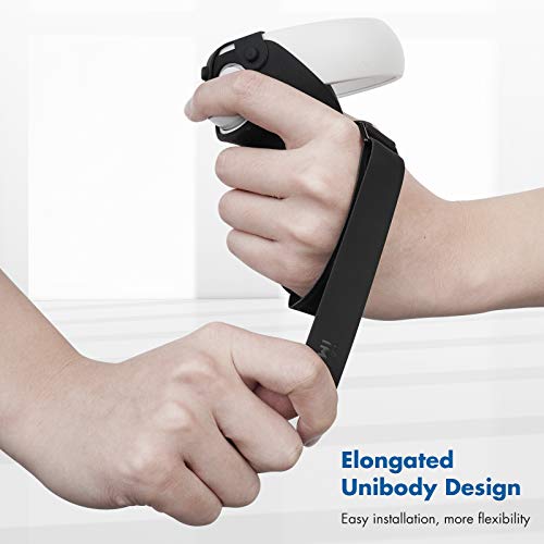 KIWI design [Versión Pro] Controlador Grips Cover Accesorios para Oculus Quest 2 con Correa de Mano Ajustable (Negro, 1 par)