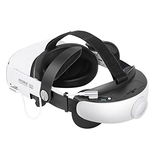 KKCOBVR Q2 Elite - Correa para cabeza con batería de 5200 mAh para accesorios Oculus Quest 2, repuesto para correa Elite reduce la presión y mejora la comodidad en VR, color blanco