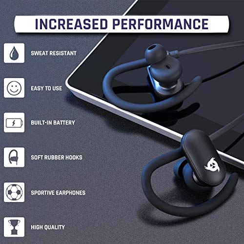 KLIM Fit Auriculares Bluetooth Deportivos Sonido + Batería de Larga duración, 5 años de garantía + Cascos inalámbricos para Correr, Gimnasio, Deporte + IPX4 Antisudor + NUEVOS 2021